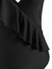 Plunge Ruffle High Leg One-piece Swimsuit -  