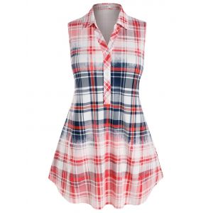 

Plus Size Plaid Colorblock Sleeveless Blouse, Multi