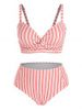 Plus Size Striped Twisted Bikini Swimsuit -  