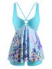 Plus Size Daisy Floral Cutout Ring Boyshort Modest Tankini Swimwear -  