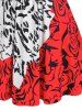 Plus Size Twist Ruched Abstract Print Cami A Line Dress -  