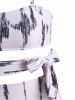 Abstract Print Cutout Waist Tie One-piece Swimsuit -  