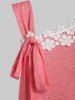 Bowknot Detail Flower Lace Panel Tank Top -  