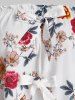 Off The Shoulder Bowknot Detail Floral T-shirt -  