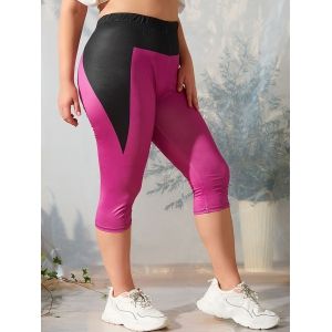 

Plus Size Colorblock Capri Casual Leggings, Multi