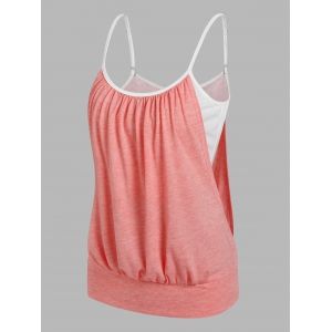 

Heathered Blouson Faux Twinset Cami Top, Light pink