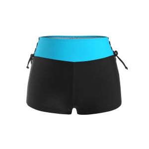 

Plus Size Colorblock Lace-up Swim Boyshorts, Light blue