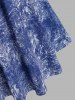 Robe Ceinturée Bouclée Découpée Imprimée en Denim de Grande Taille - Bleu 2X