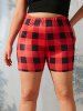 Plus Size Plaid Print Casual Shorts -  