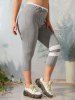 Plus Size Striped Print Marled Skinny Capri Leggings -  