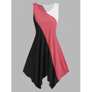 

Contrast Sleeveless Handkerchief Dress, Multi