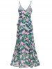 Maxi Robe Portefeuille à Bretelle à Imprimé Feuille de Palmier - Vert M