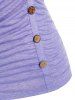 Plus Size Button Up Ruched Asymmetrical T Shirt -  