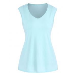 

V Neck Casual Solid Tank Top, Blue