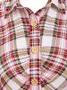 Sleeveless Plaid Print Button Up Skirted Shirt -  