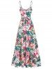 Tropical Flower Print Crossover Maxi Cami Dress -  