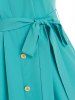 Mock Button Self Tie Blouse -  