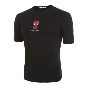 

Marvel Spider-Man Cartoon Letter Printing Short Sleeves T-shirt, Black