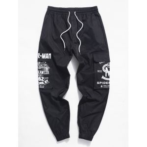 

Marvel Spider-Man Printed Flap Pocket Cargo Pants, Black