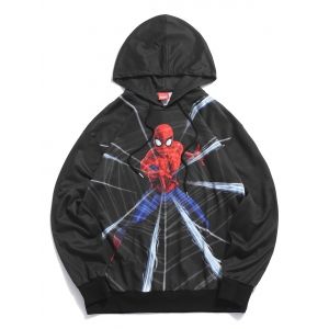 

Marvel Spider-Man Pattern Casual Hoodie, Black