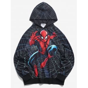 Marvel Spider-Man Web Print Hoodie, Black