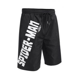 Marvel Spider-Man Letter Print Shorts, Black