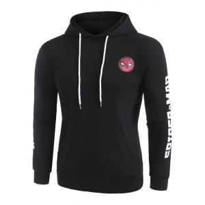 

Marvel Spider-Man Letter Print Hoodie, Black