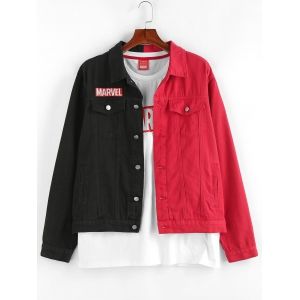 

Marvel Spider-Man Embroidery Colorblock Jean Jacket, Multi