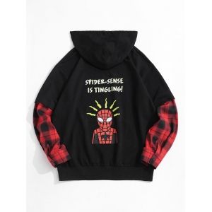 

Marvel Spider-Man Figure Plaid Doctor Sleeve Hoodie, Black