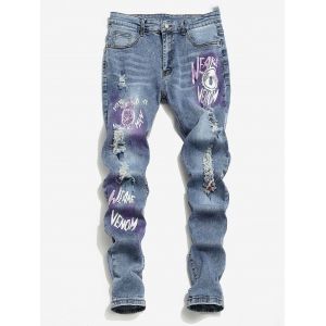 Marvel Spider-Man Graphic Ripped Jeans, Light blue