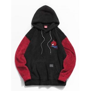 

Marvel Spider-Man Embroidery Colorblock Fluffy Hoodie, Multi d
