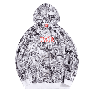 

Marvel Spider-Man Comics Print Kangaroo Pocket Hoodie, White