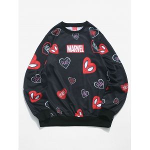 

Marvel Spider-Man Heart Print Graphic Pullover Sweatshirt, Black