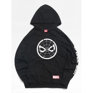 

Marvel Spider-Man Icon Letters Print Kangaroo Pocket Hoodie, Black