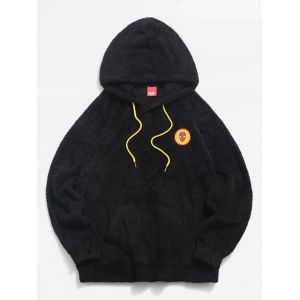 

Marvel Spider-Man Graphic Embroidered Applique Fluffy Hoodie, Black