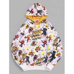 

Marvel Spider-Man Letter Graphic Printed Pullover Hoodie, White