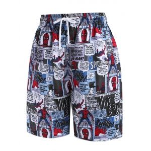 Marvel Spider-Man Comics Pattern Shorts, Blue gray