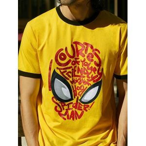 

Marvel Spider-Man Mask Graphic Ringer T-shirt, Yellow