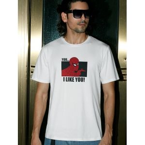 

Marvel Spider-Man Letter Print T-shirt, White