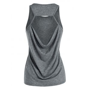 

Cut Out Heathered Draped Tank Top, Gray