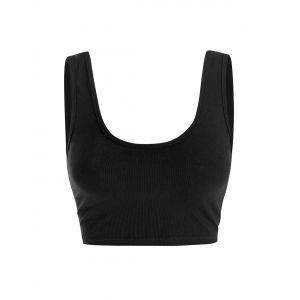 

Ribbed Knit Sporty Crop Tank Top, Black