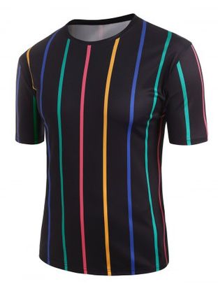 Colorful Striped Print T-shirt