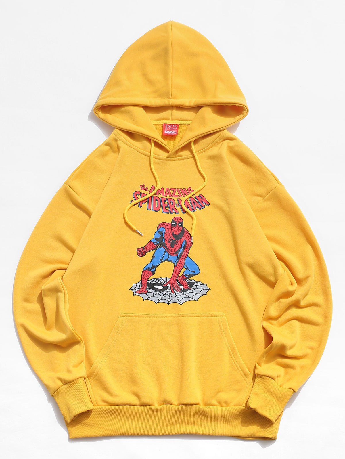 

Marvel Spider-Man Drop Shoulder Drawstring Hoodie, Yellow