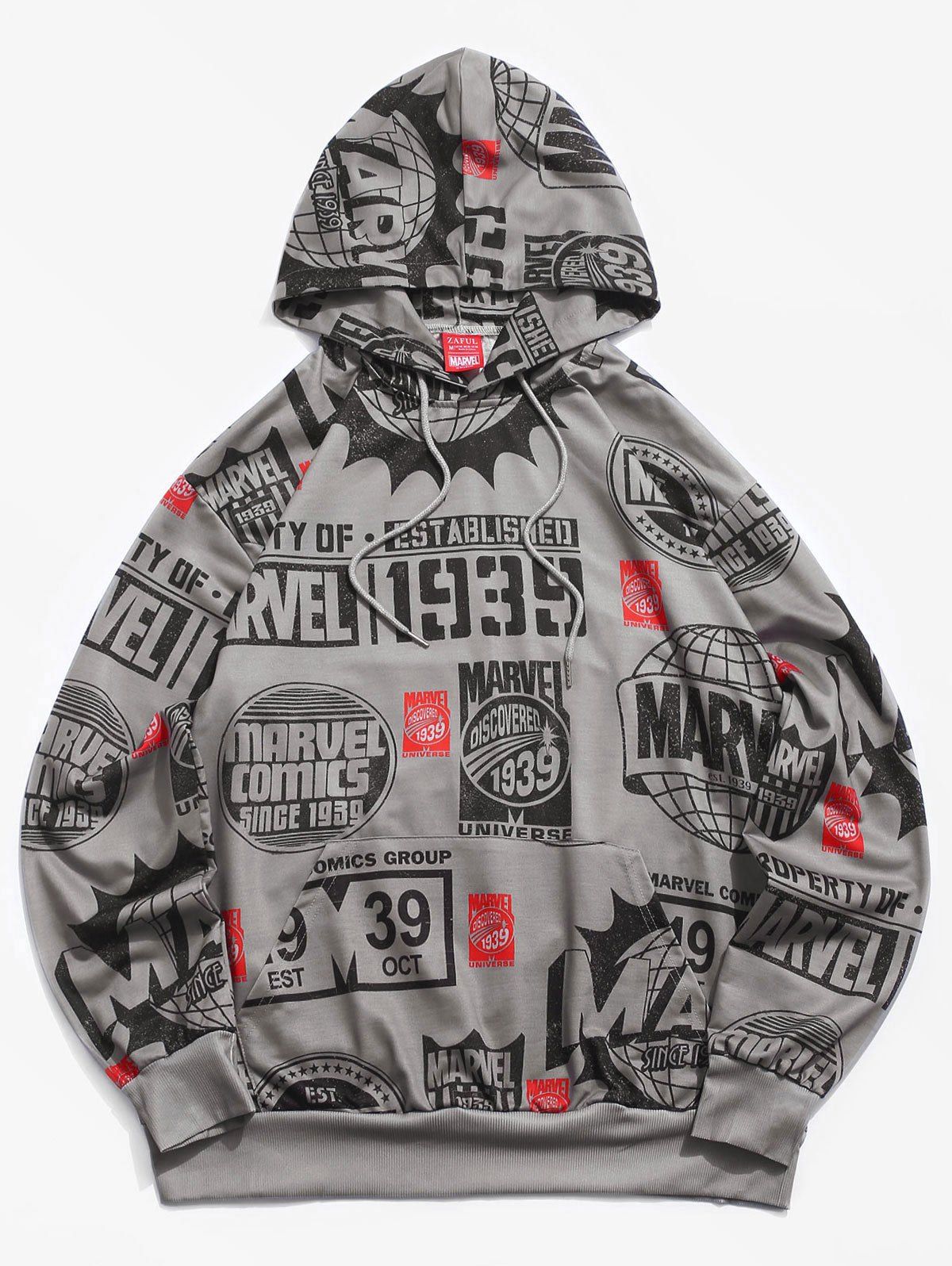 

Marvel Spider-Man 3D Letter Print Pullover Hoodie, Dark gray