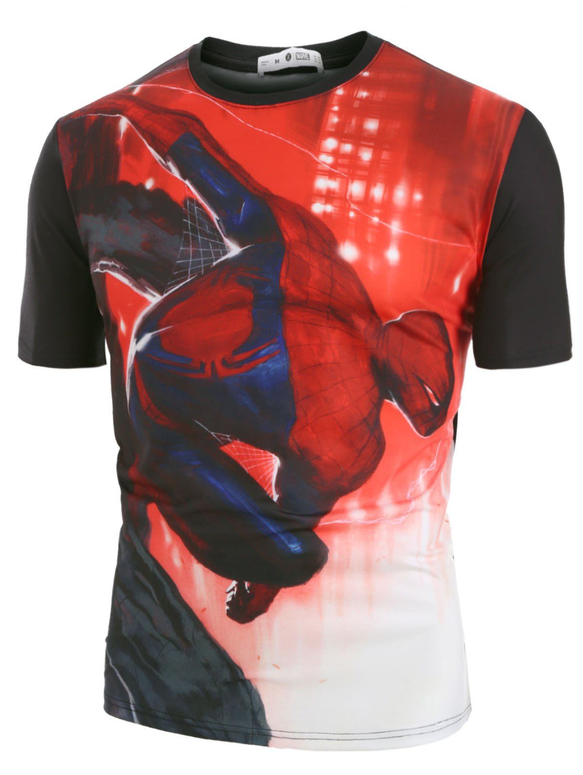 Fashion Marvel Spider-Man Print Short Sleeve T-shirt  