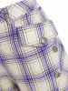 Plus Size Plaid Slit Pocket Mock Button Shorts -  