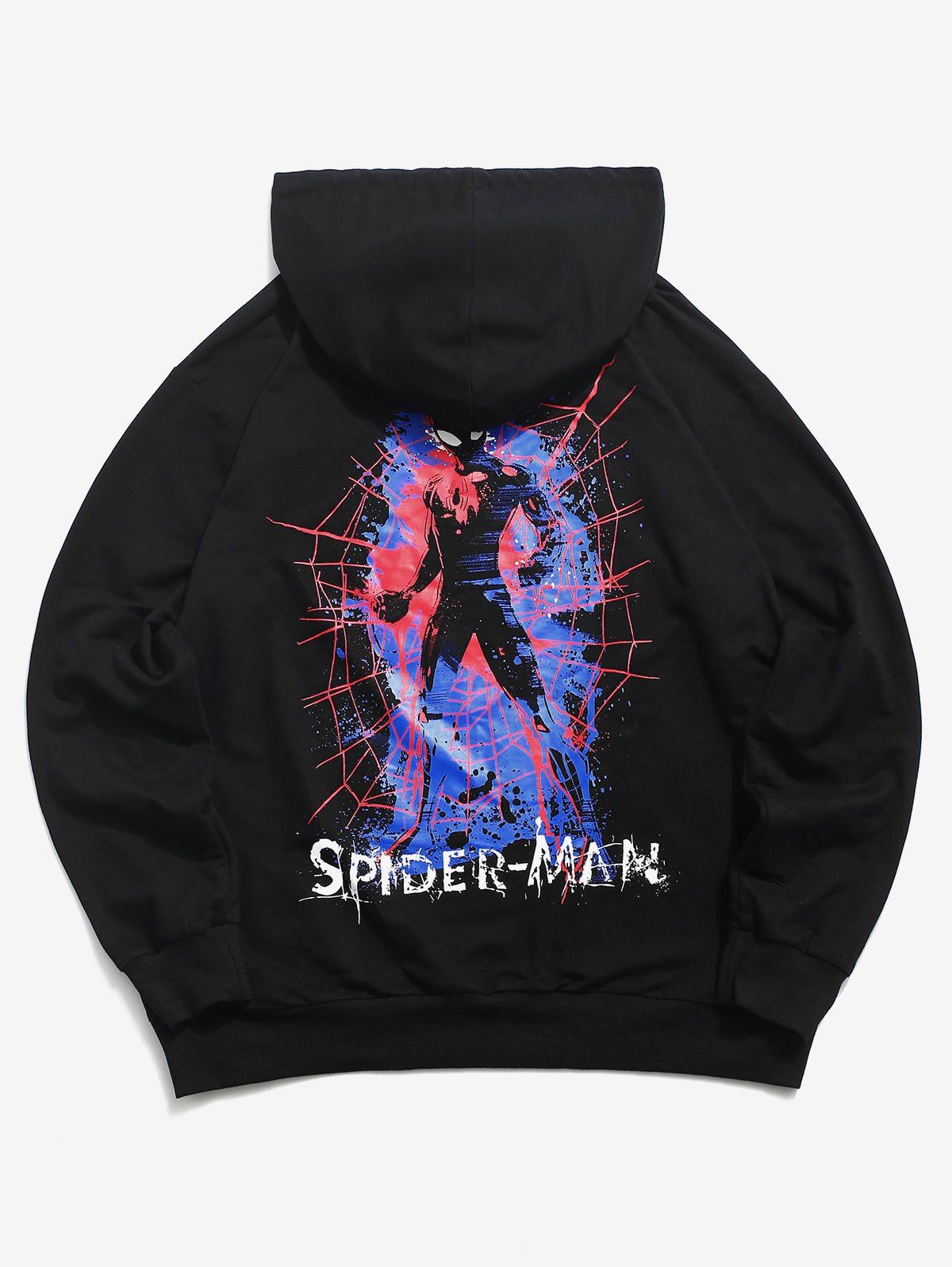 

Marvel Spider-Man Front Pocket Graphic Print Pullover Hoodie, Black