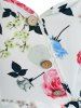 Floral Print Mock Button Open Shoulder Belted Blouse -  