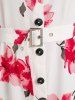 Robe Chemise Ceinturée à Imprimé Fleur sans Manches - Blanc XXL