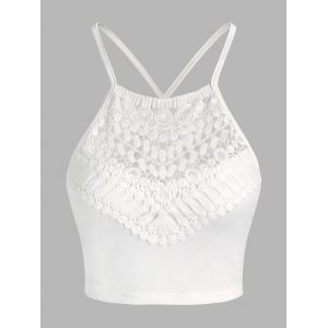 

Cropped Lace Panel Cami Top, White